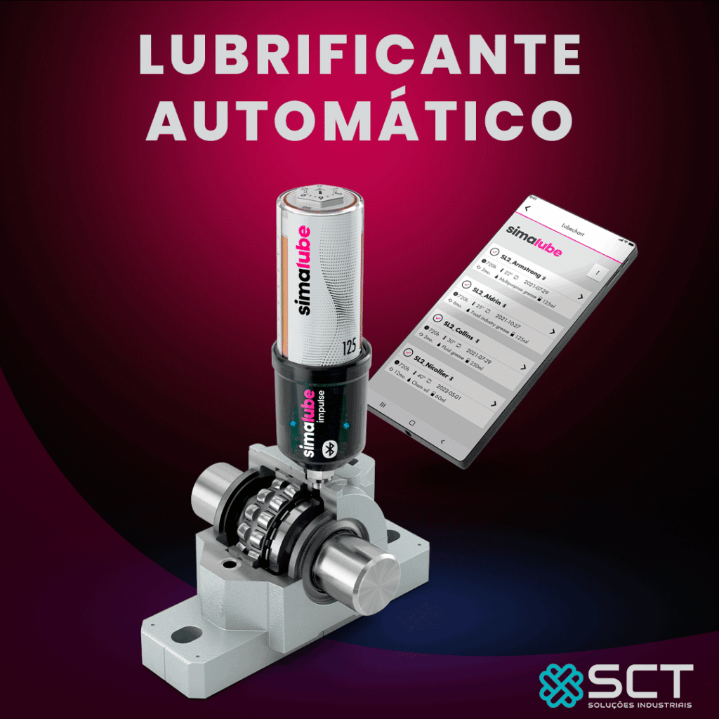 O que é lubrificação automática e por que ela é tão importante? A lubrificação automática consiste na aplicação controlada e contínua de lubrificante nos pontos corretos do equipamento, na quantidade ideal e no momento certo, sem depender de intervenções manuais frequentes. Essa tecnologia elimina falhas comuns da lubrificação convencional, como: Lubrificação excessiva ou insuficiente Intervalos irregulares de aplicação Dependência de intervenção humana Risco de contaminação Falhas prematuras em rolamentos e componentes Tecnologia simalube®: referência mundial em lubrificação automática A simalube® é reconhecida globalmente pela confiabilidade e simplicidade de seus sistemas de lubrificação automática. Seus dispositivos são amplamente aplicados em: Rolamentos Motores elétricos Redutores Ventiladores industriais Transportadores Máquinas e equipamentos diversos A tecnologia permite ajustes precisos de tempo e volume de lubrificação, garantindo padronização, segurança e eficiência operacional. Benefícios da lubrificação automática com simalube® Ao adotar a lubrificação automática simalube®, sua indústria passa a contar com vantagens claras e mensuráveis: Mais confiabilidade operacional Redução significativa de falhas causadas por lubrificação inadequada. Mais segurança Menor exposição de operadores a áreas de risco e máquinas em funcionamento. Menos variáveis na manutenção Processos mais previsíveis, padronizados e controlados. Redução de custos Menor desgaste de componentes, menos paradas não programadas e maior vida útil dos ativos. Eficiência na prática Lubrificação contínua, precisa e alinhada às boas práticas de manutenção. SCT Soluções Industriais: autorizada SIMALUBE® no Brasil A SCT Soluções Industriais é autorizada SIMALUBE® no Brasil, oferecendo não apenas o produto, mas também suporte técnico especializado, orientação na aplicação correta e integração da solução aos planos de manutenção e gestão de ativos. Nosso compromisso vai além do fornecimento: entregamos estratégia, confiabilidade e performance industrial. Parceria estratégica para manutenção e gestão de ativos A lubrificação automática é uma peça-chave dentro de uma estratégia eficiente de manutenção industrial e supply chain, contribuindo para: Aumento da disponibilidade dos equipamentos Redução do custo total de manutenção Maior previsibilidade operacional Confiabilidade dos processos produtivos Quer saber mais sobre lubrificação automática? Fale com o time técnico da SCT Soluções Industriais e descubra como a tecnologia simalube® pode transformar a lubrificação da sua operação. Acompanhe nossas soluções em manutenção, confiabilidade e inovação industrial.