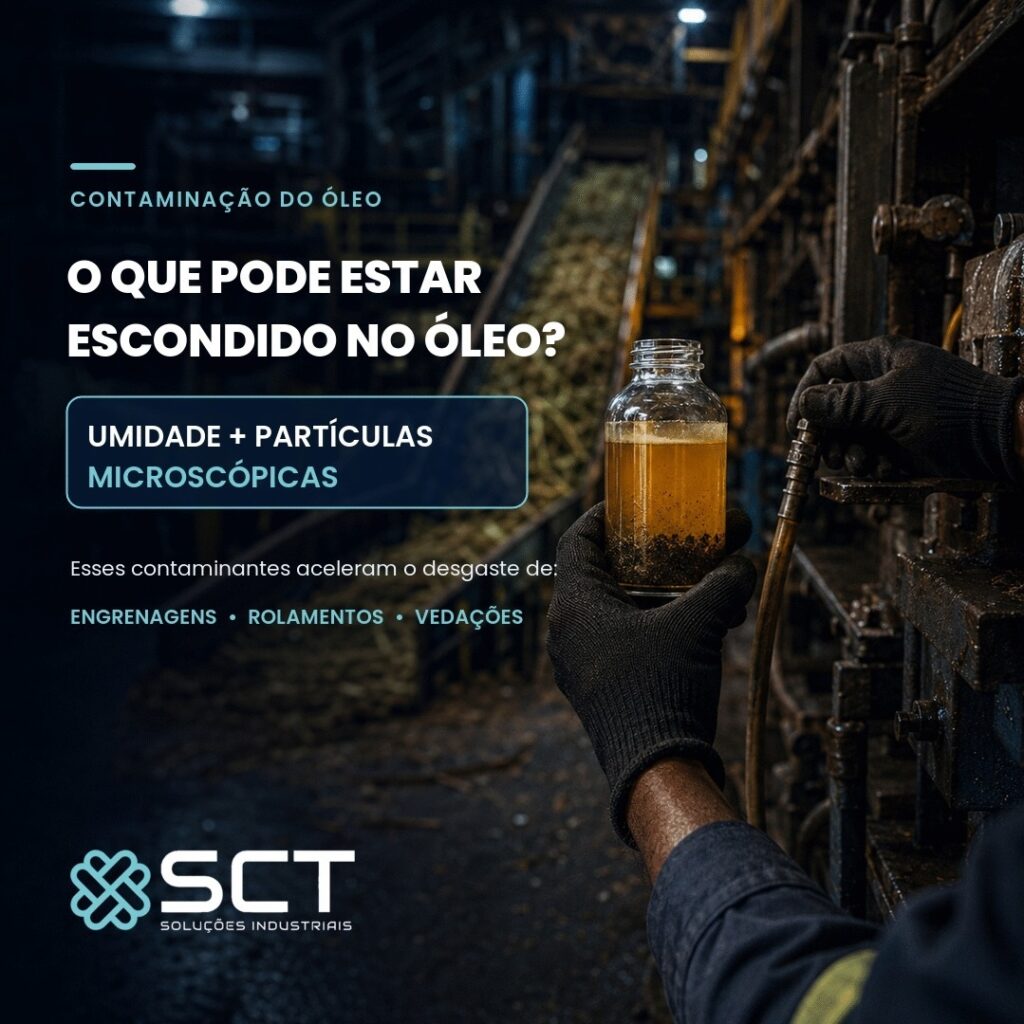 Técnico identificando umidade e partículas microscópicas no óleo